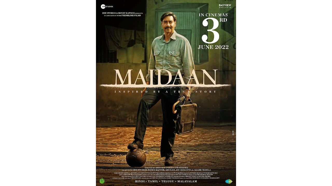 The official poster of 'Maidaan'. Credit: Twitter/@BoneyKapoor