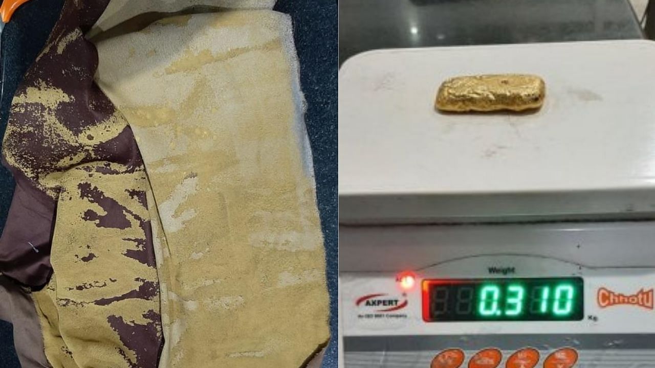 Gold worth Rs 14.69 lakh (weighing 310 grams and of 24 carat purity) was cleverly concealed in a powder form. Credit: Special Arrangement