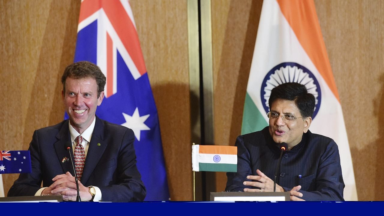 Ministers Dan Tehan and Piyush Goyal said the two countries would try to reach an interim accord. Credit: PTI Photo