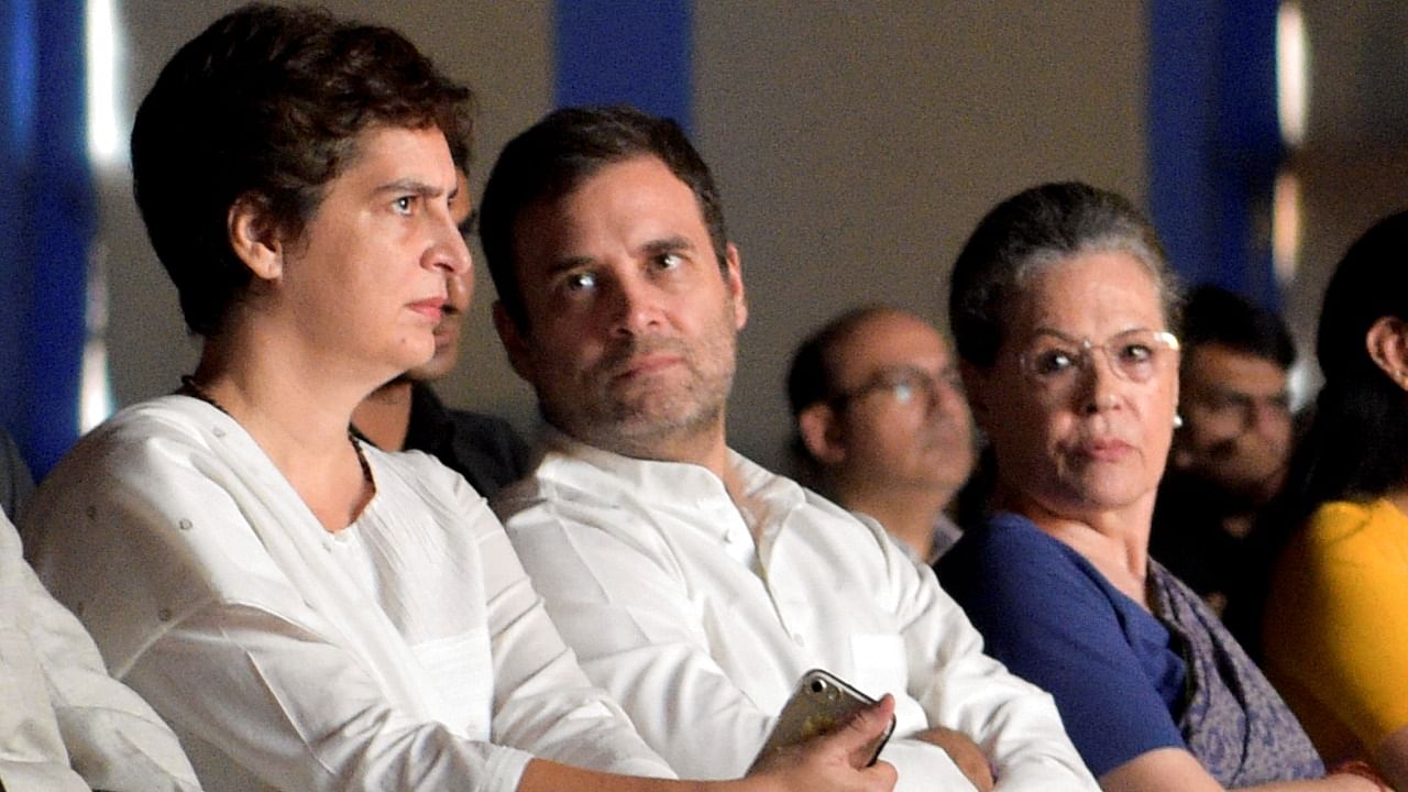 Rahul Gandhi, Priyanka Gandhi Vadra and Sonia Gandhi. Credit: PTI File Photo