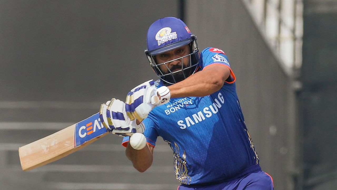 Rohit Sharma captain of Mumbai Indians play a shot during match 46 of the Vivo Indian Premier League between the Mumbai Indians and the Delhi Capitals held at the Sharjah Cricket Stadium in Sharjah. Credit: PTI Photo/Sportzpics for IPL