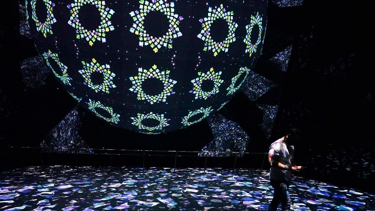  A man walks past a display at the Saudi Arabia pavilion at Expo 2020 in Dubai. Credit: AP/PTI Photo