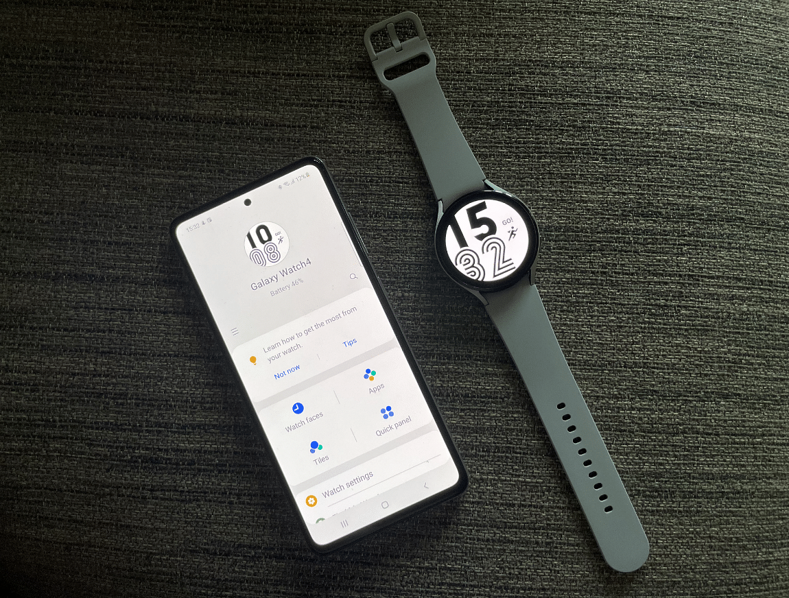 Samsung Galaxy Watch4 with the Galaxy A52s. Credit: DH Photo/KVN Rohit