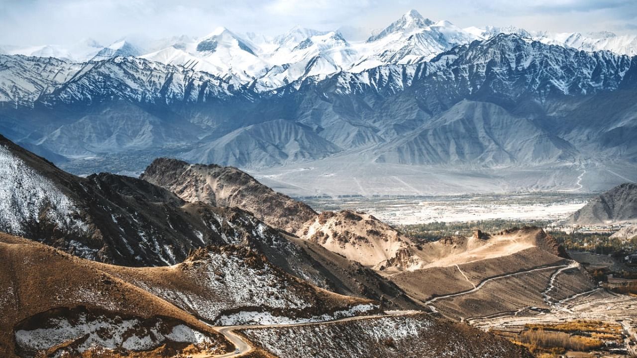 Landscape of Snow mountains and mountain road to Nubra valley in Leh, Ladakh. Credit: Getty Images