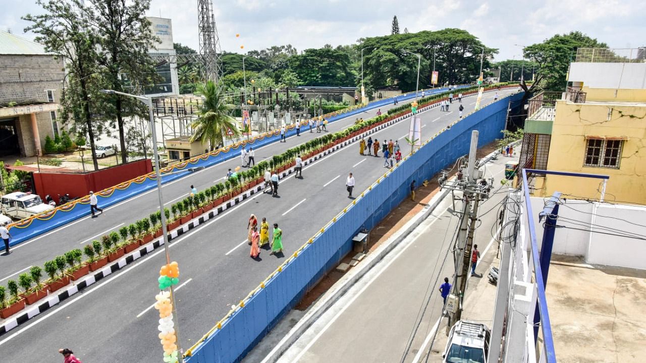 The Shivanagar flyover on West of Chord Road was thrown open to the public on Monday. DH Photo/Prashanth H G