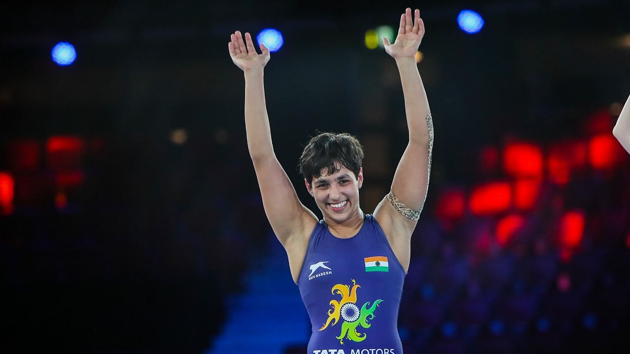 Anshu Malik is India's first woman to bag a silver medal at the world wrestling championships. Credit: United world Wrestling Media