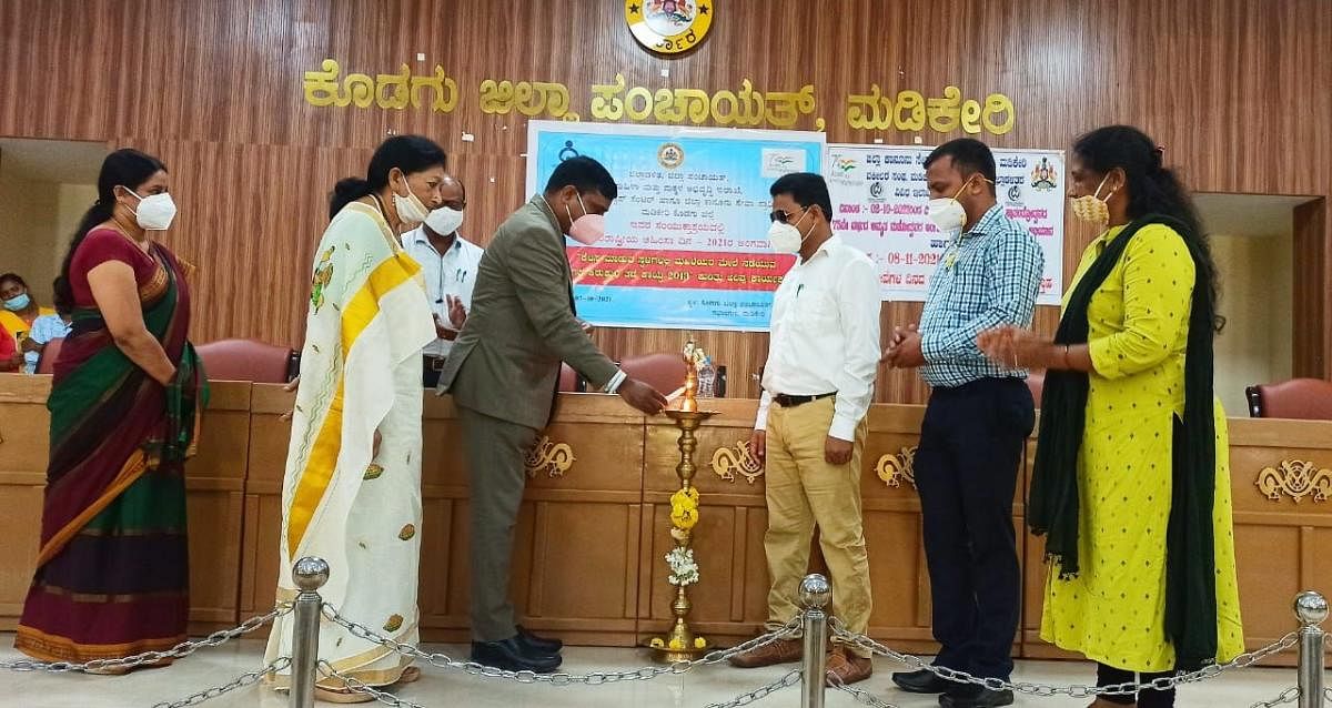 Legal Services Authority Senior Civil Judge N Subrahmanya inaugurates a legal awareness programme in Madikeri.