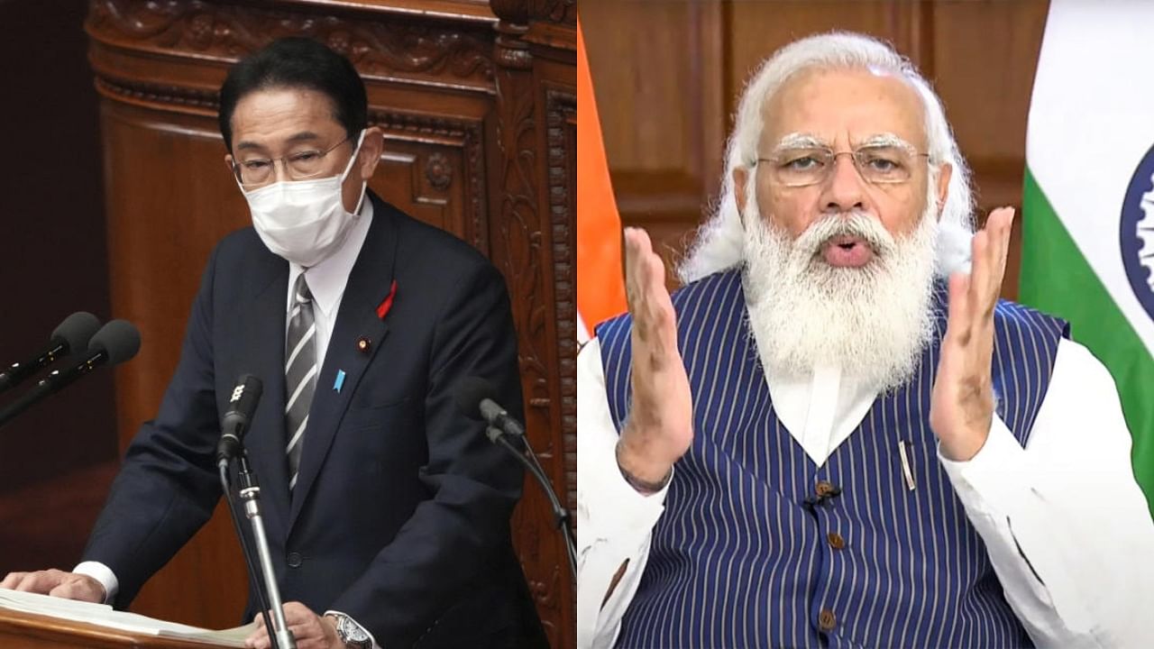 Japanese PM Fumio Kishida (left) and Indian PM Narendra Modi. Credit: AP/PTI and PTI photos