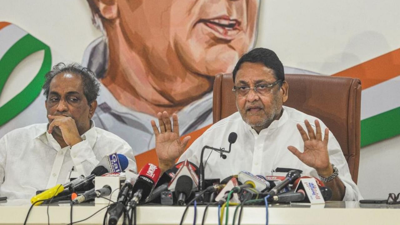 Nationalist Congress Party (NCP) leader Nawab Malik addresses media at the party office in Mumbai, Saturday, Oct. 9, 2021. Credit: PTI Photo