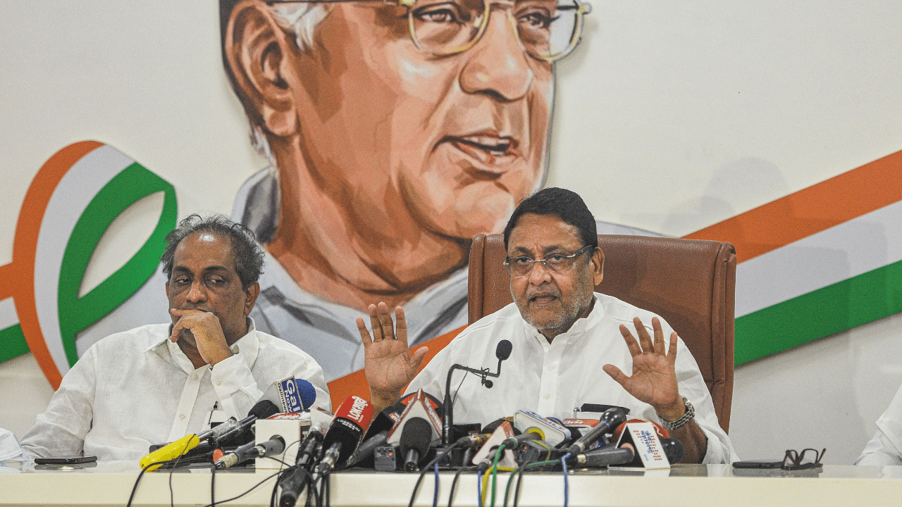 Nationalist Congress Party (NCP) leader Nawab Malik addresses media at the party office in Mumbai. Credit: PTI Photo