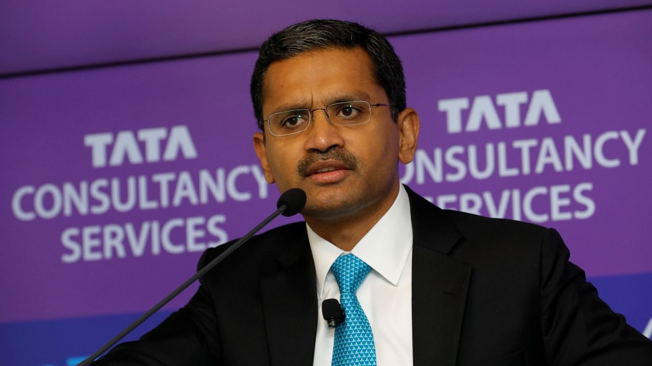 Tata Consultancy Services CEO Rajesh Gopinathan attends a news conference announcing the company's quarterly results in Mumbai. Credit: Reuters File Photo