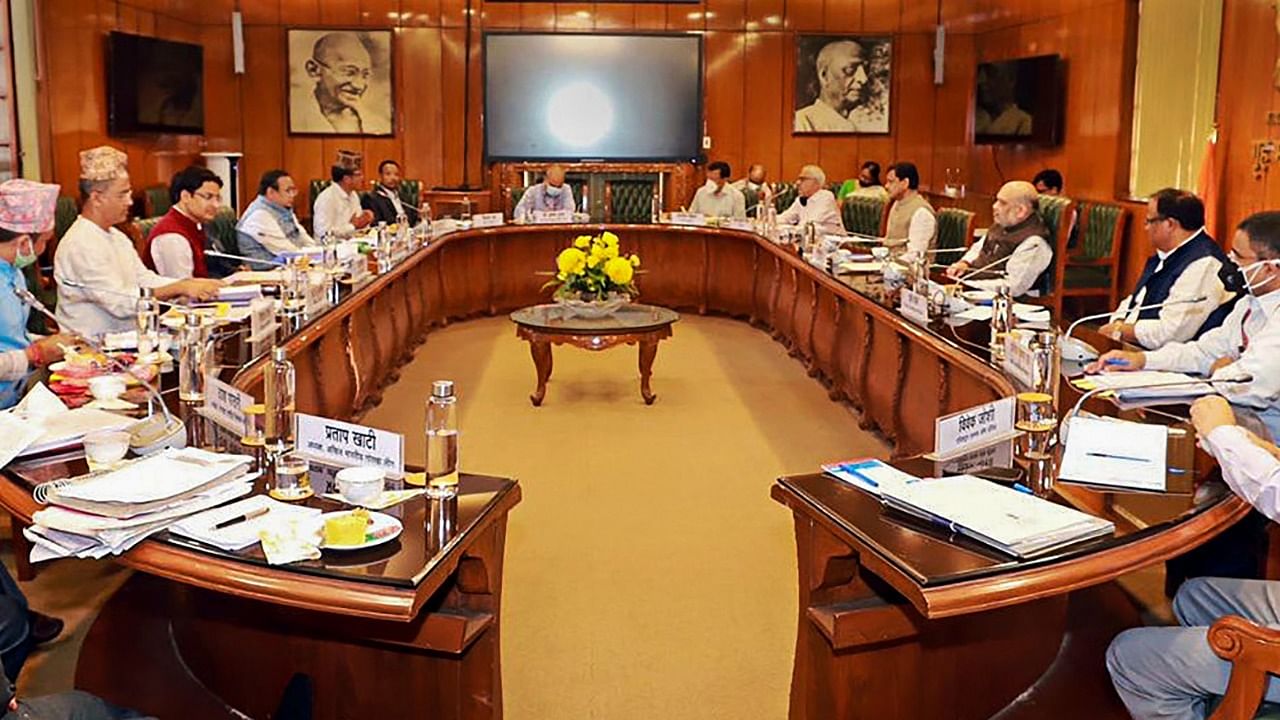 Union Home Minister Amit Shah during a meeting with the Gorkha representatives from the Darjeeling Hills, Terai & Dooars region and the Government of West Bengal, in New Delhi. Credit: PTI Photo