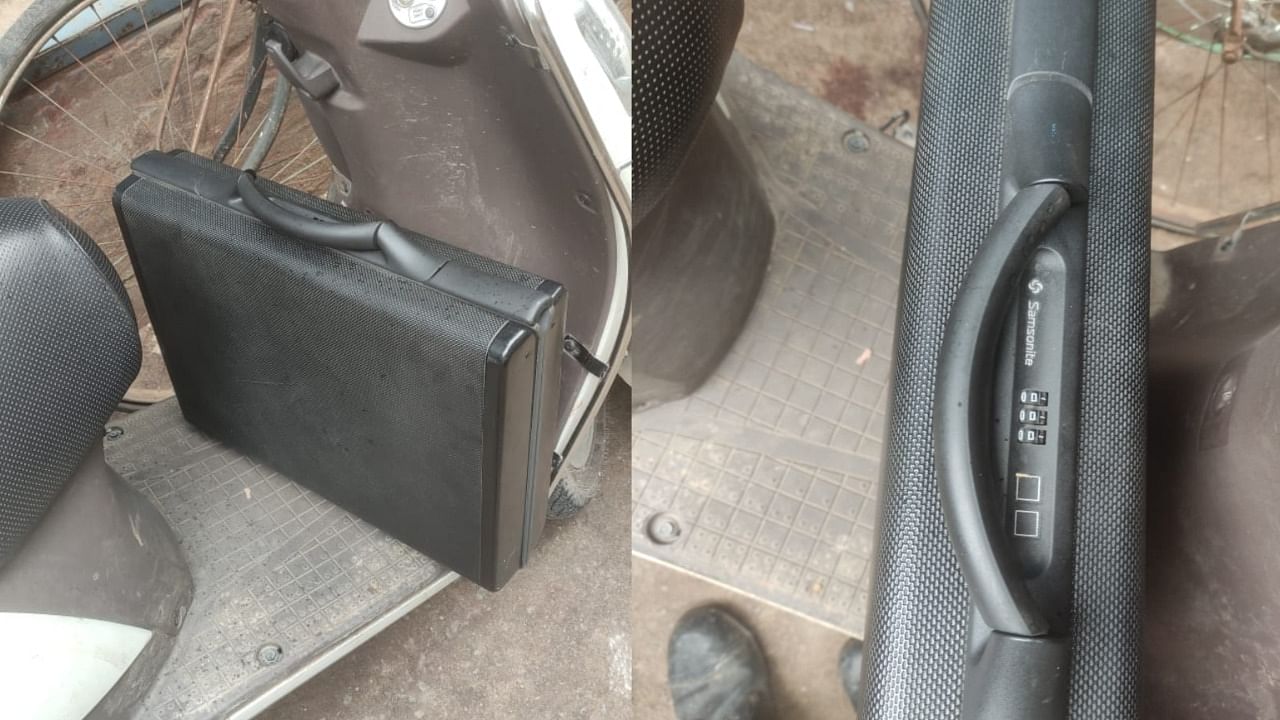 Shopkeepers and commuters noticed the suitcase at around 1 pm. Credit: Bengaluru Police Photo