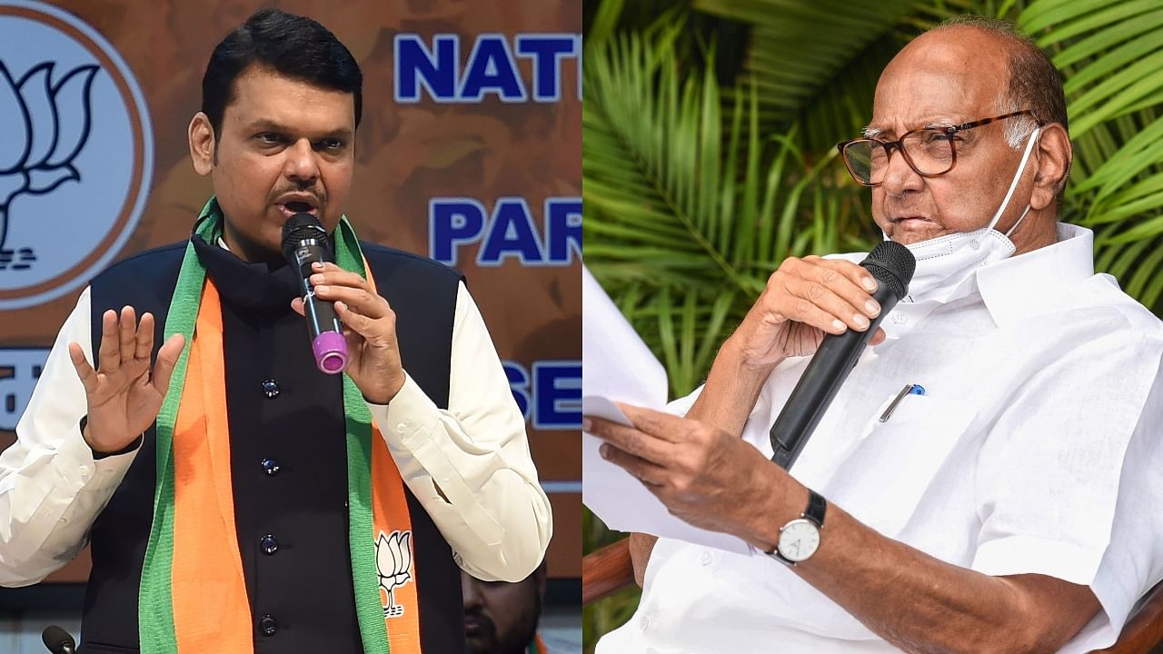 Former Maharshtra CMs Devendra Fadnavis (L) and Sharad Pawar. Credit: PTI File Photos