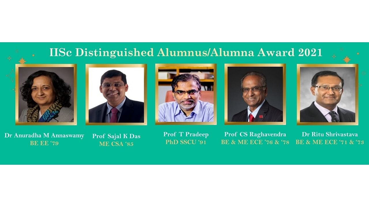 This year’s awardees are Dr Anuradha M Annaswamy, Professor Sajal K Das, Professor T Pradeep, Professor C S Raghavendra and Dr Ritu Shrivastava. Credit: iisc.ac.in