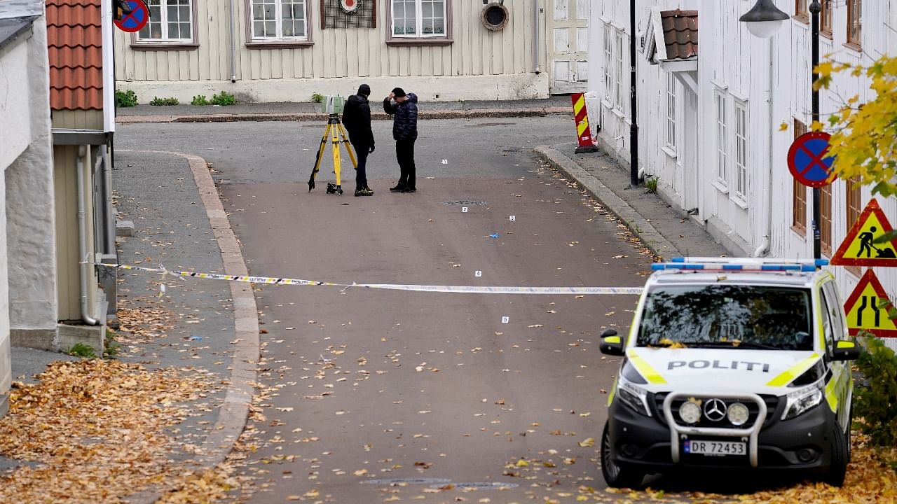 Members of the police work as the investigation continues after a deadly attack in Kongsberg. Credit: Reuters File Photo