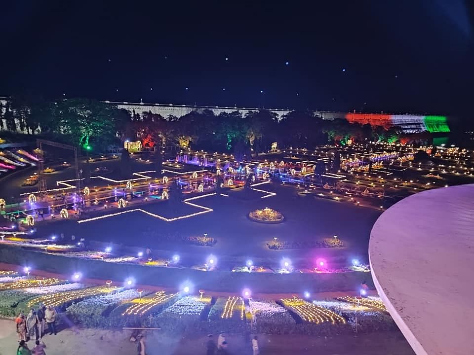 The illumination of KRS Dam and its Brindavan Gardens. Credit: DH File Photo