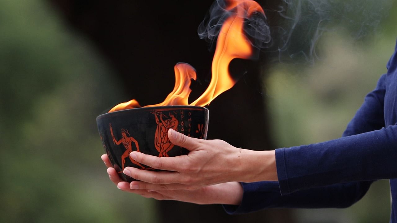 Lighting ceremony rehearsal of the Olympic flame for the Beijing 2022 Winter Olympics. Credit: Reuters Photo