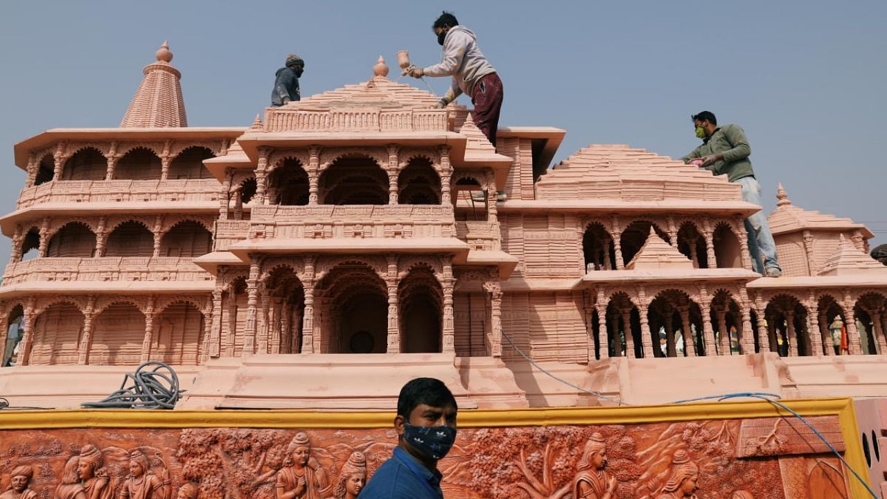 A model of Ayodhya's grand Ram temple. Credit: Reuters Photo 