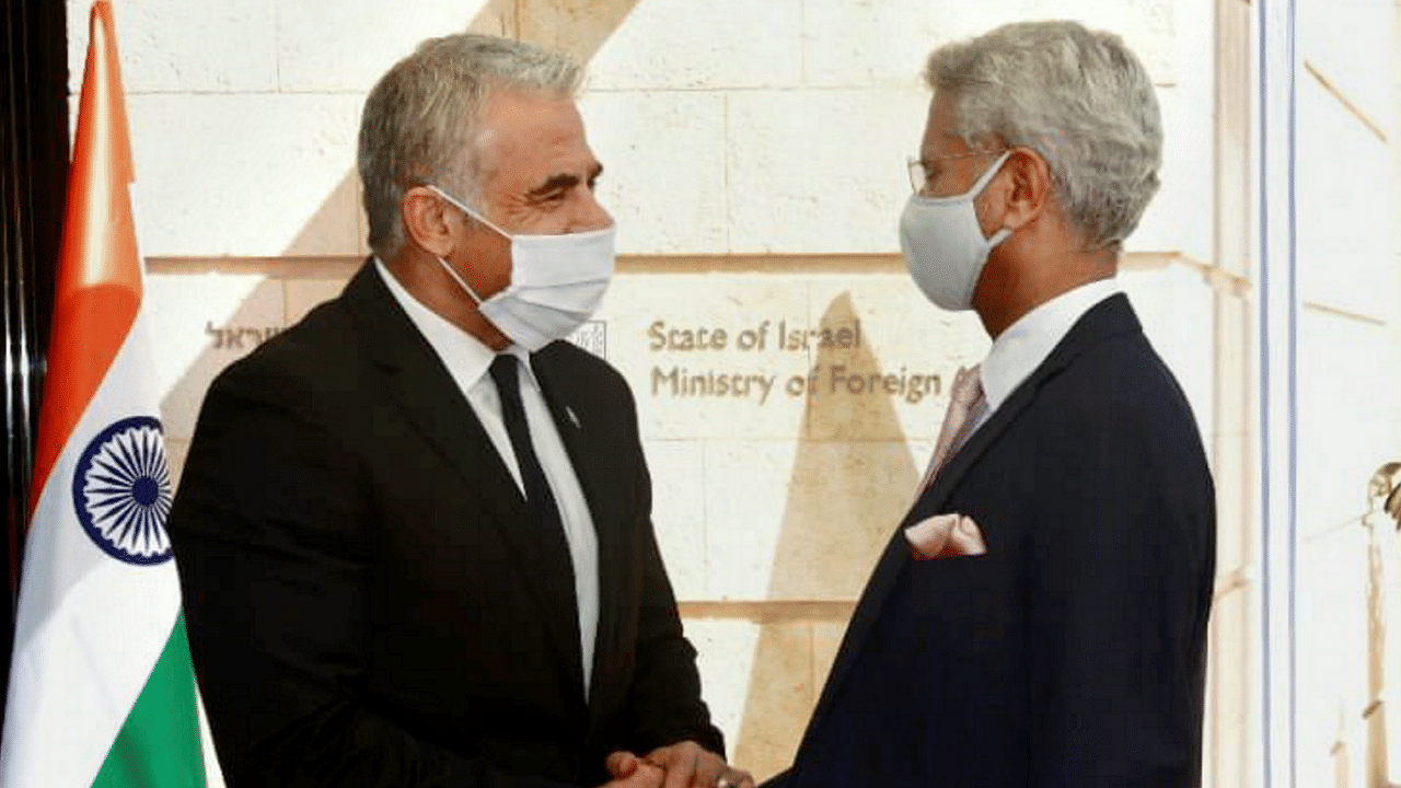  External Affairs Minister Dr. S. Jaishankar meets Foreign Affairs Minister of Israel Yair Lapid. Credit: PTI Photo