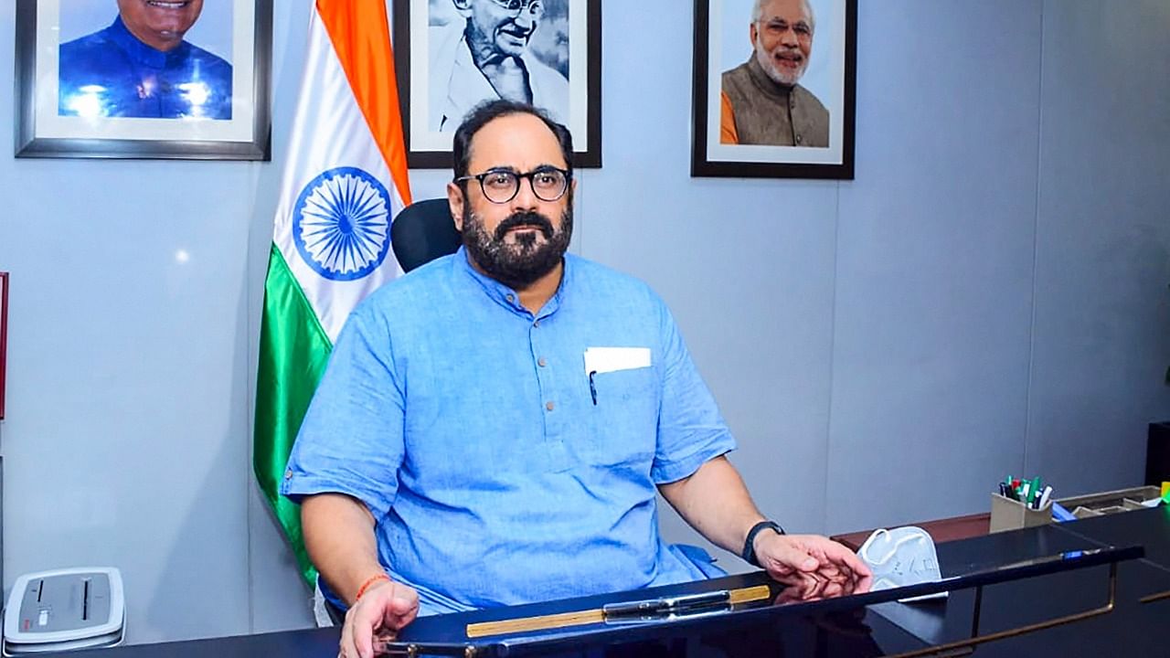 Union Minister of State for Electronics & IT Rajeev Chandrasekhar. Credit: PTI Photo