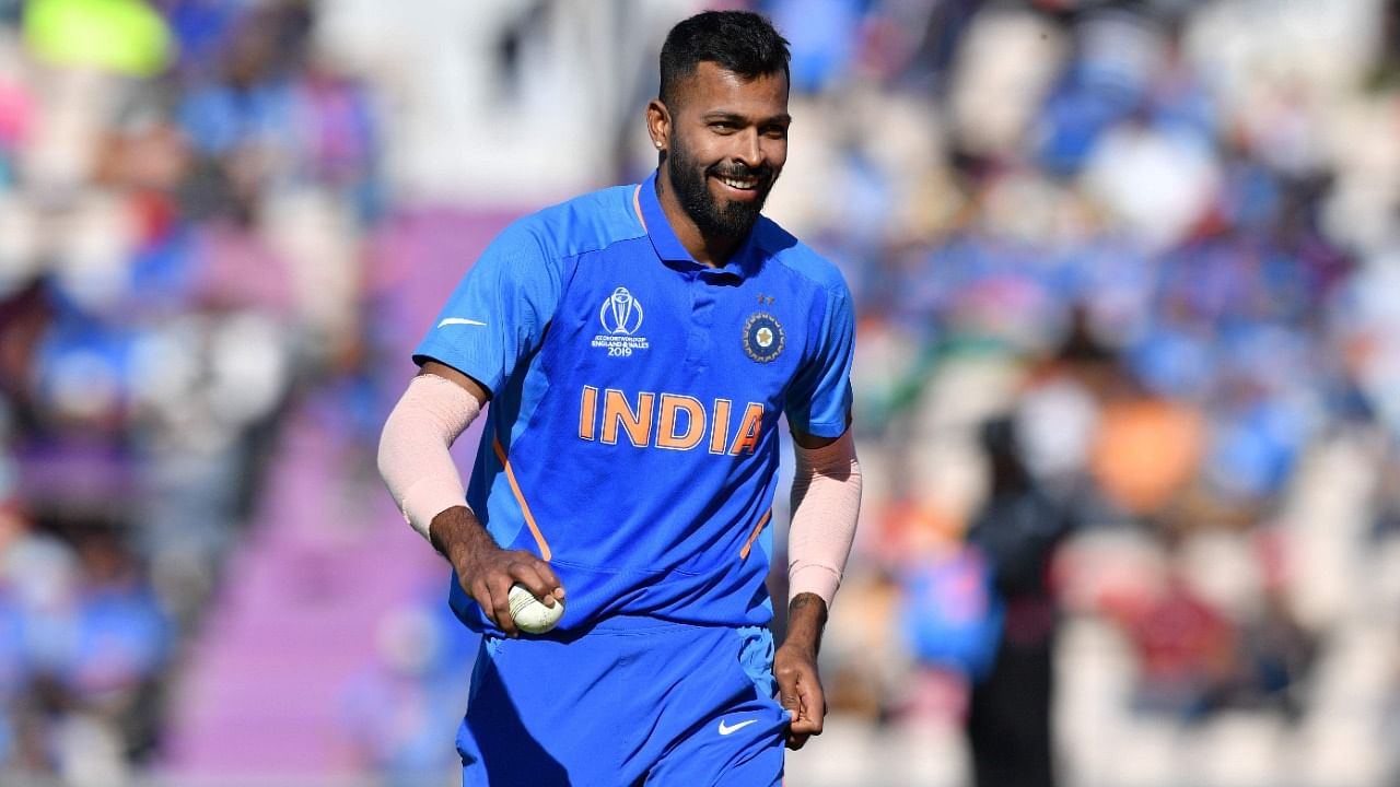 India's Hardik Pandya prepares to bowl during the 2019 Cricket World Cup group stage match between India and Afghanistan at the Rose Bowl in Southampton, southern England, on June 22, 2019. Credit: AFP File Photo