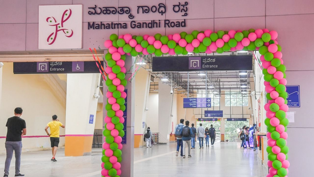 The entrance of all metro stations across the city has been decorated ahead of the celebrations. Credit: DH Photo