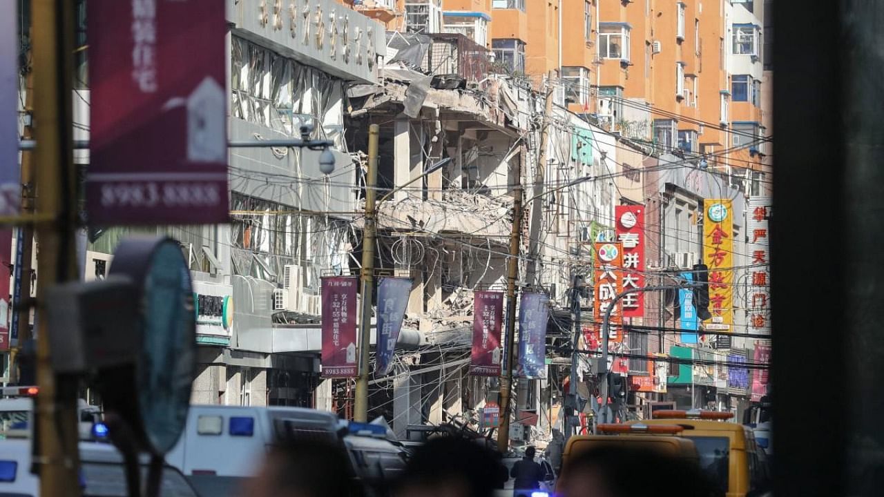 The site of a gas explosion accident at a restaurant is seen after the explosion ripped through a busy street in Shenyang, China's northeastern Liaoning province. Credit: AFP Photo