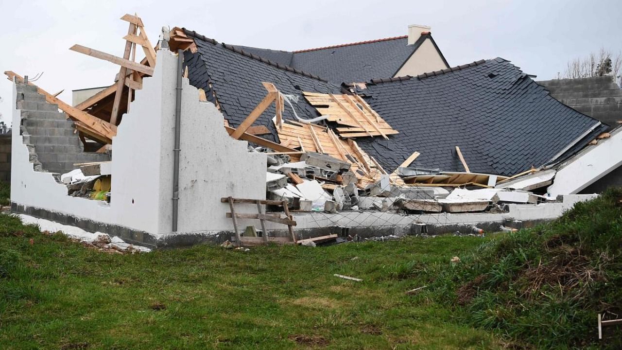 This picture shows a house destroyed after being hit by the storm Aurore. Credit: AFP Photo
