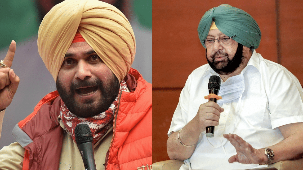 Congress leader Navjot Singh Sidhu and Captain Amarinder Singh. Credit: PTI Photo