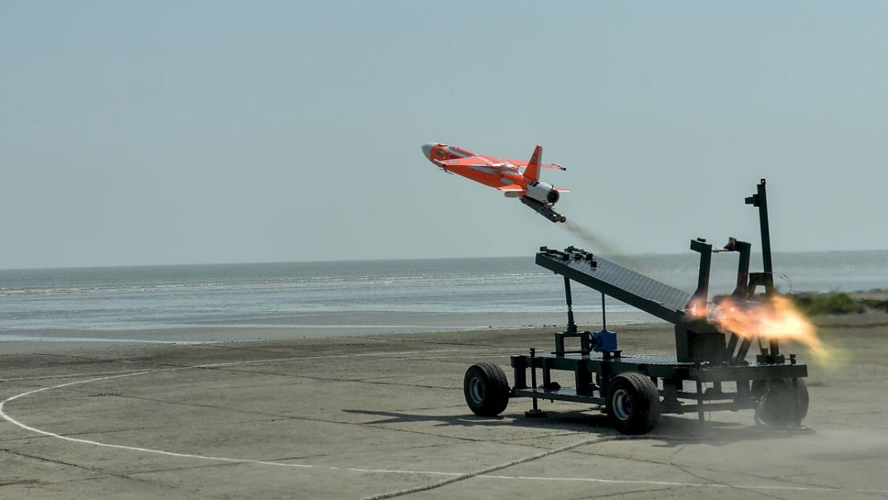 ABHYAS - the High-speed Expendable Aerial Target (HEAT) being flight-tested by DRDO from the Integrated Test Range (ITR), at Chandipur beach. Credit: PTI Photo