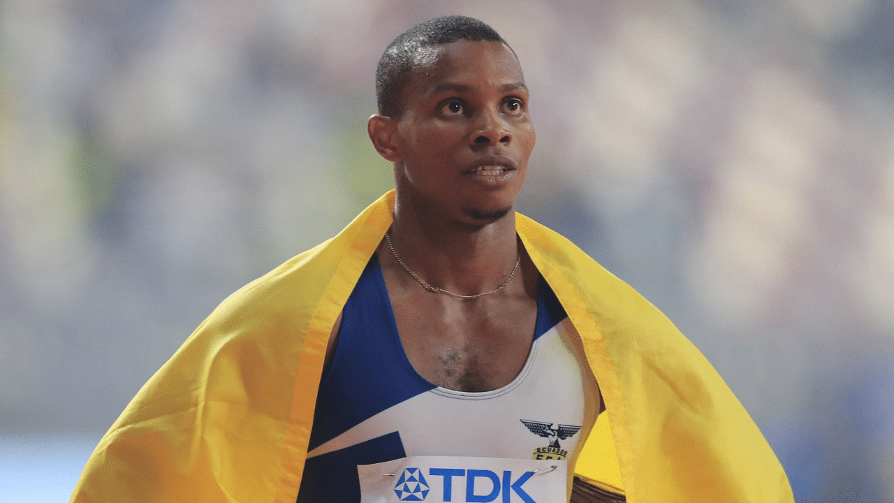 Ecuador's 2019 200 metres world bronze medallist Alex Quinonez. Credit: AFP Photo