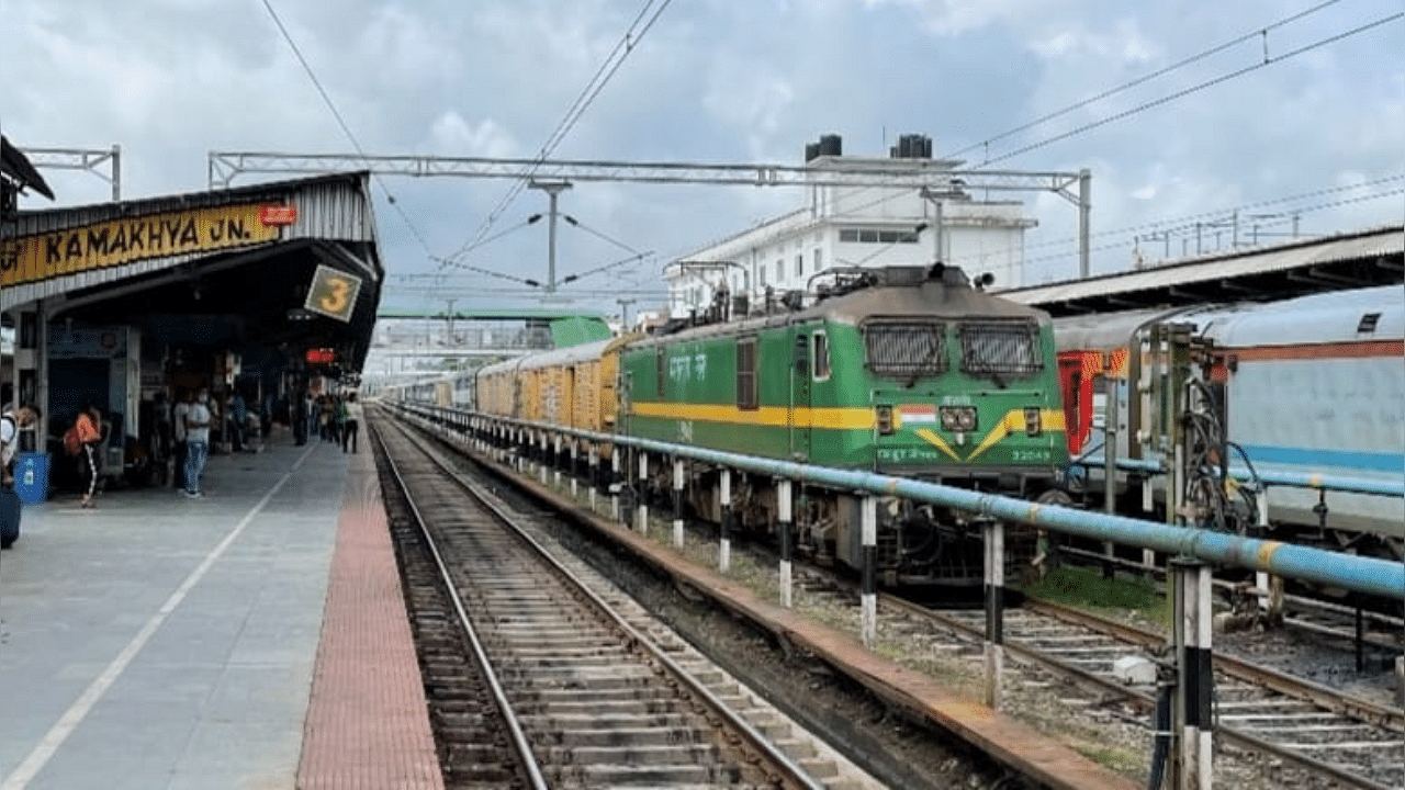 The electric-run train which reached Kamakhya station in Guwahati on Friday. Credit: Northeast Frontier Railway