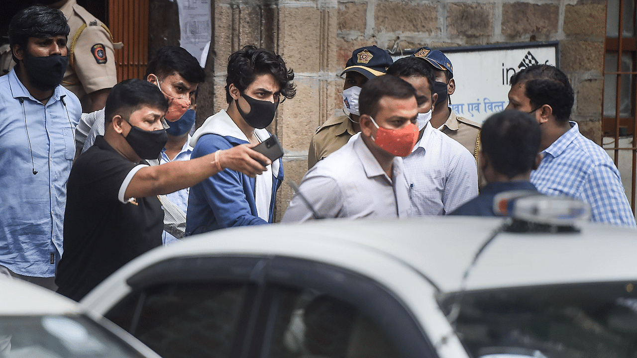 Bollywood actor Shahrukh Khan's son Aryan Khan being taken to Arthur Road jail from Narcotics Control Bureau (NCB) office. Credit: PTI Photo