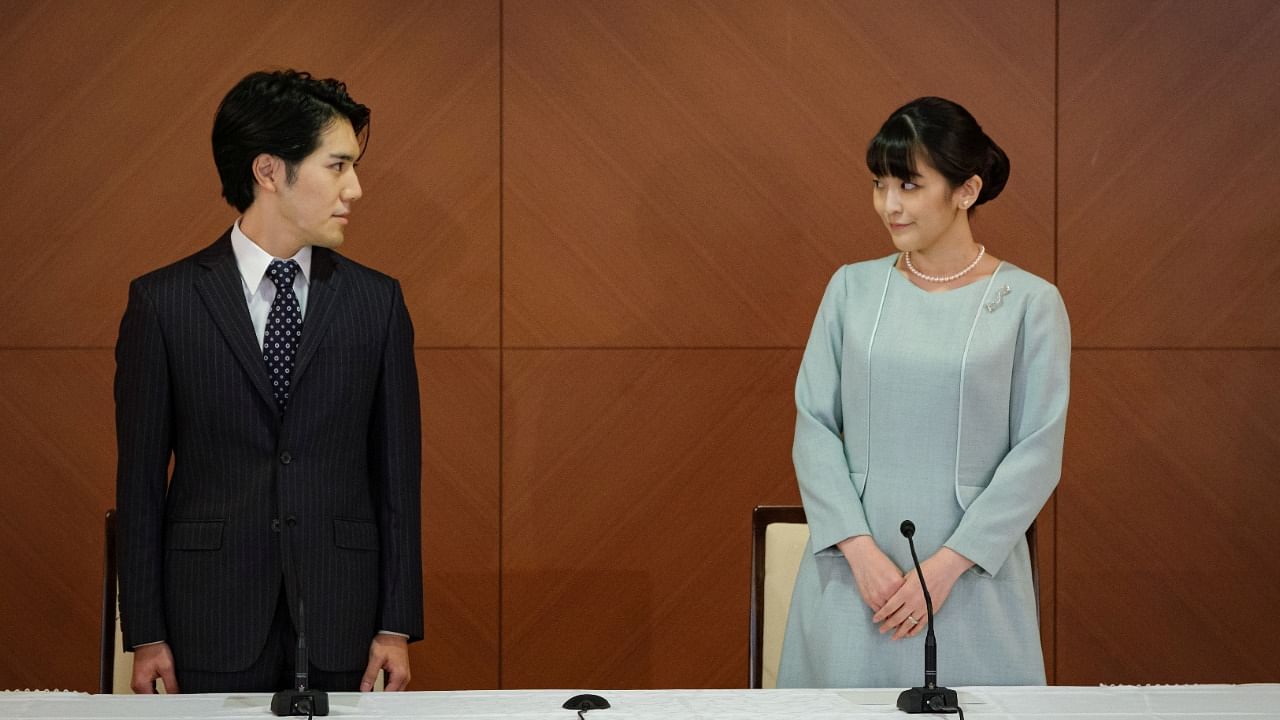 Japan's Princess Mako and her husband Kei Komuro attend a news conference to announce their wedding at Grand Arc Hotel in Tokyo. Credit: Reuters Photo