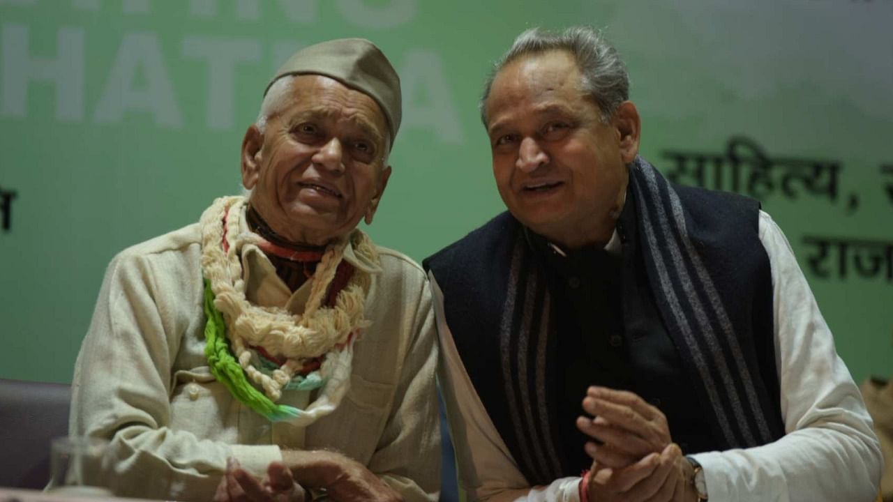 S N Subba Rao (L) with Rajasthan CM Ashok Gehlot in 2018. Credit: Suman Sarkar