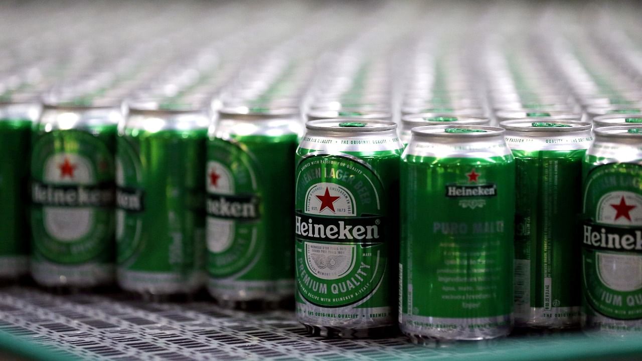Heineken beers are seen on a production line at the Heineken brewery in Brazil. Credit: Reuters File Photo