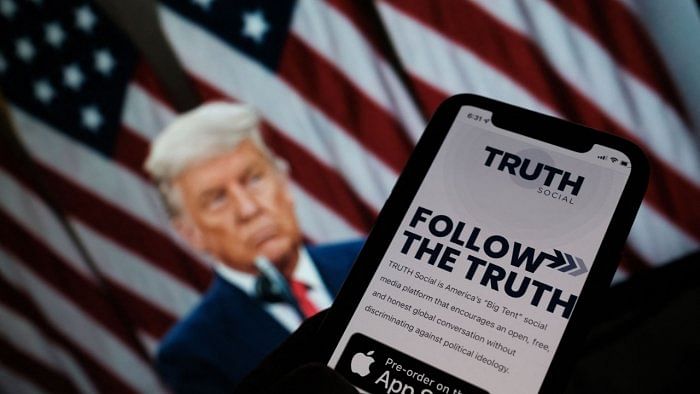Trump launched his new company, Trump Media & Technology Group, last week as he unveiled plans for a new messaging app called "Truth Social" to rival Twitter and other social media. Credit: AFP Photo