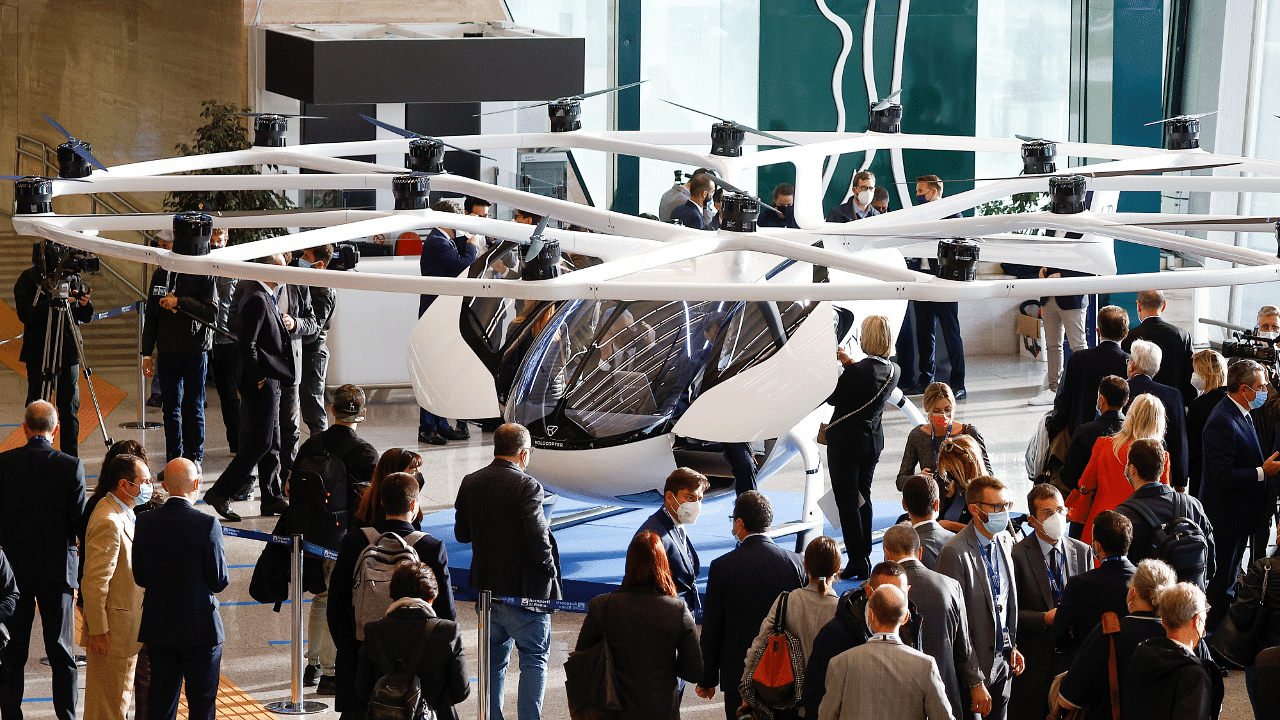 Rome airport presents sustainable drone-like vehicle prototype. Credit: Reuters Photo