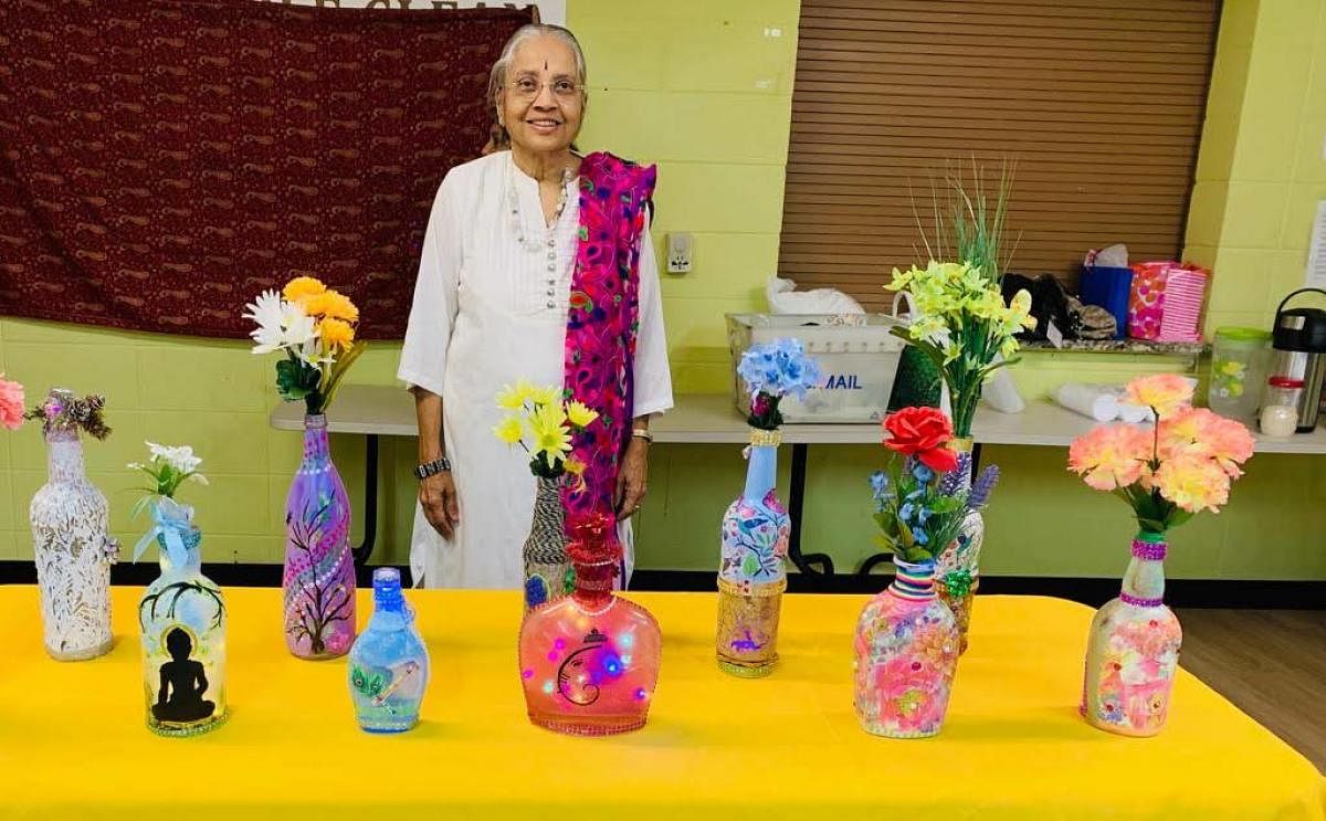 Vani Mohan with some of her artworks