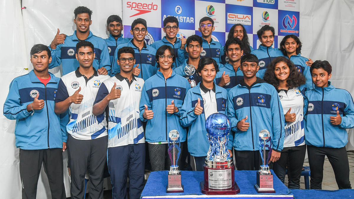 Karnataka men and women's teams won the overall championship in the 74th Senior National Aquatic Championship at the Basavanagudi Aquatic Centre in Bengaluru on Friday. DH Photo/ SK Dinesh