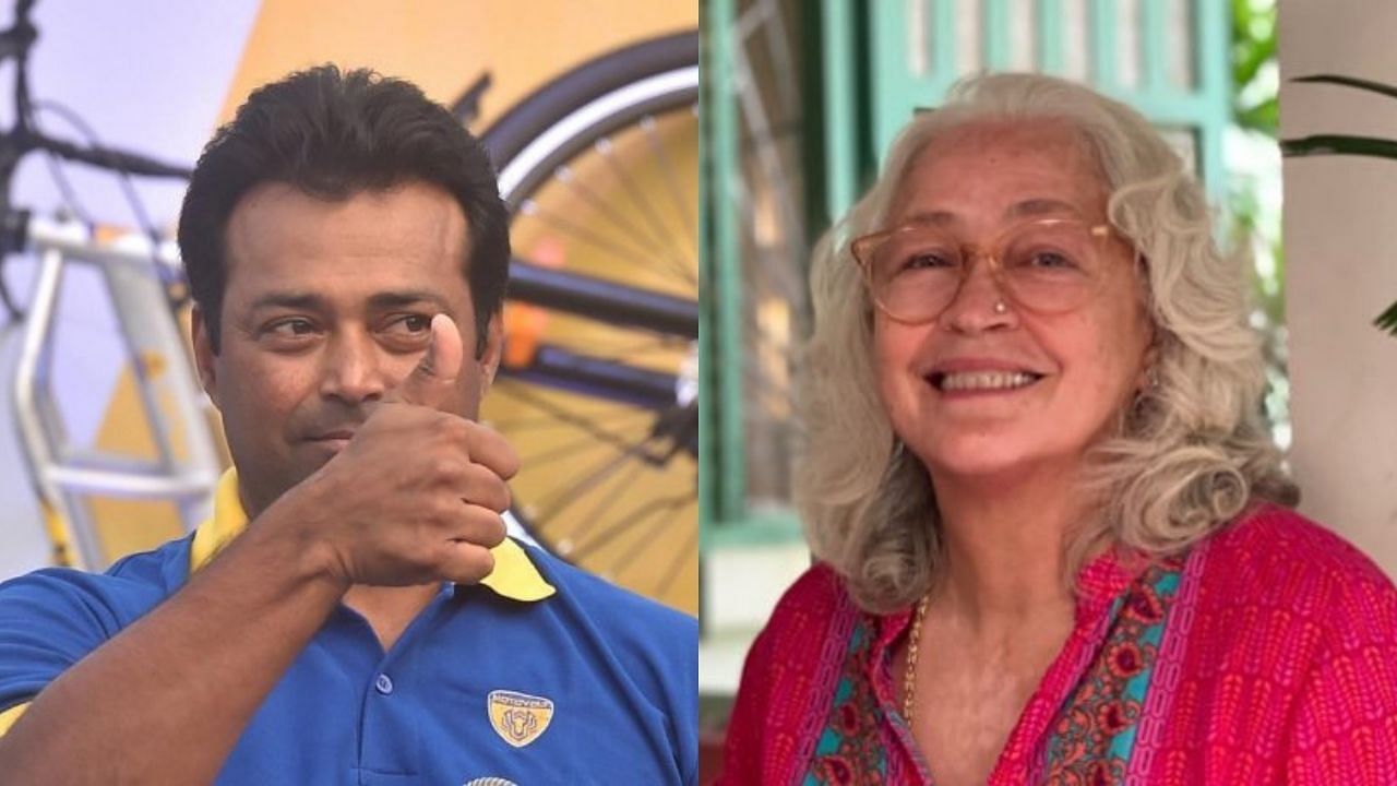 Tennis veteran Leander Paes and actor Nafisa Ali. Credit: PTI File Photo and Twitter/ @nafisaaliindia