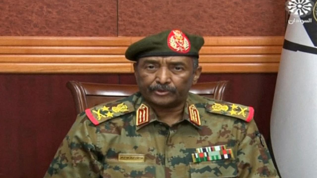 grab taken from Sudan TV shows army general Abdel Fattah al-Burhan addressing the Sudanese people on October 25, 2021. Credit: AFP Photo/Sudan TV