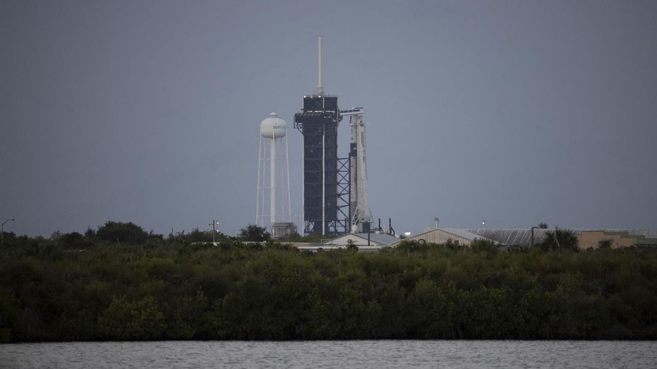 The SpaceX Falcon 9 rocket and Crew Dragon sit on launch Pad 39A at NASA’s Kennedy Space Center SpaceX on October 29, 2021 in Cape Canaveral. Credit: AFP Photo