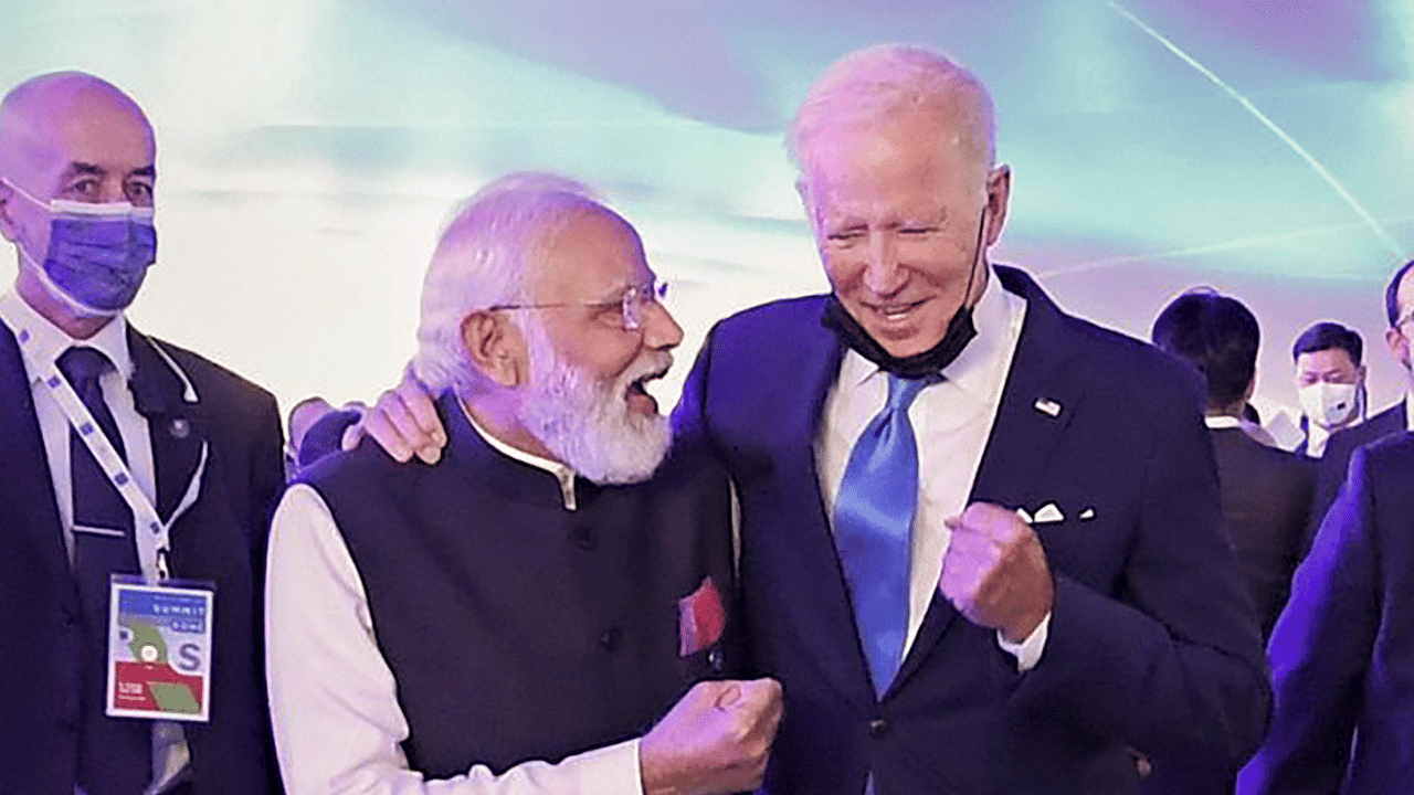 Prime Minister Narendra Modi With US President Joe Biden at the G20 Italy Summit in Rome. Credit: PTI Photo