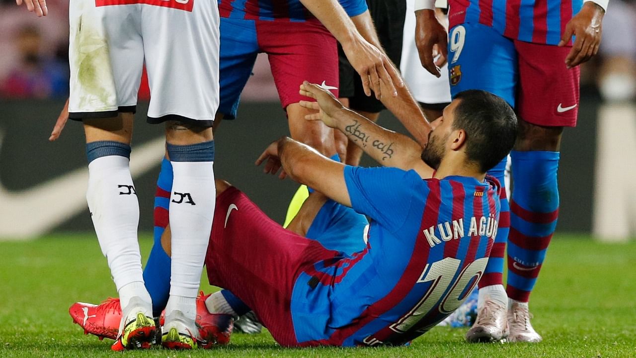 FC Barcelona's Sergio Aguero sustaining an injury. Credit: Reuters Photo