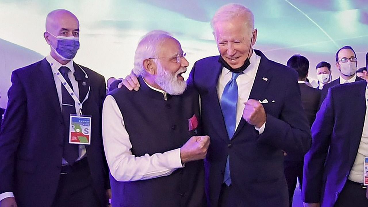 Prime Minister Narendra Modi With US President Joe Biden at the G20 Italy Summit in Rome. Credit: PTI Photo
