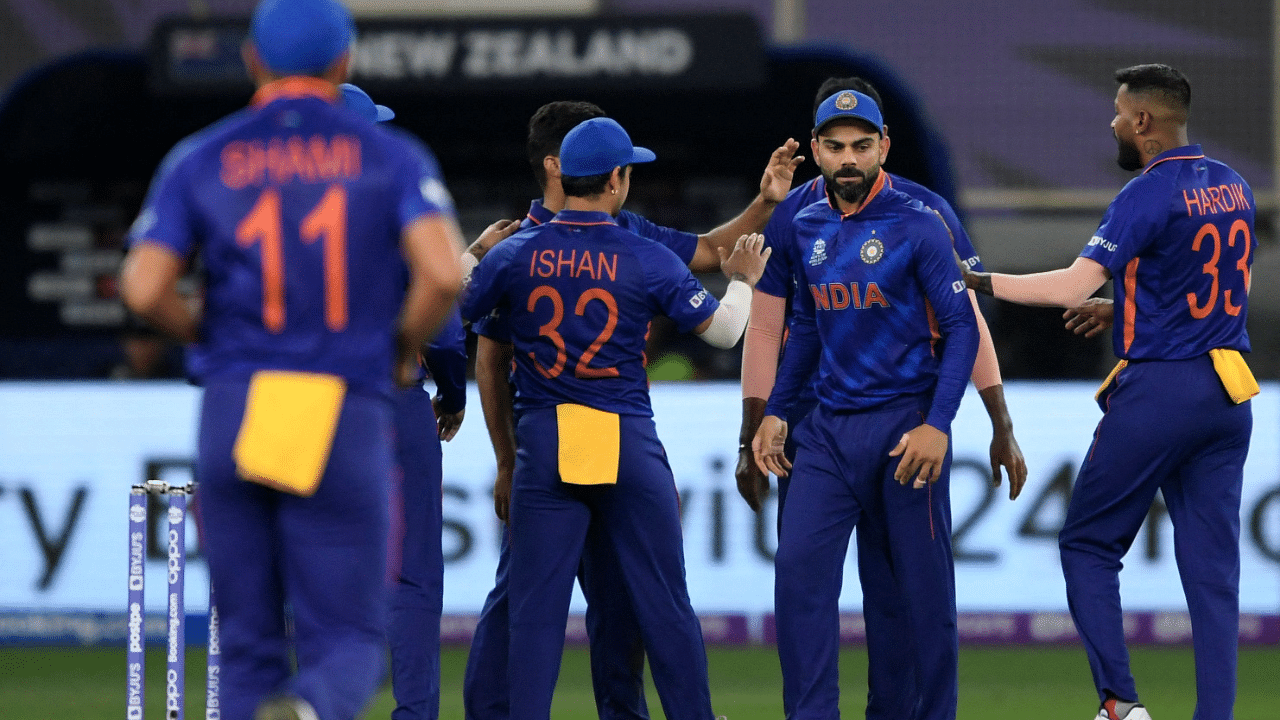 Team India during match against New Zealand. Credit: AFP Photo