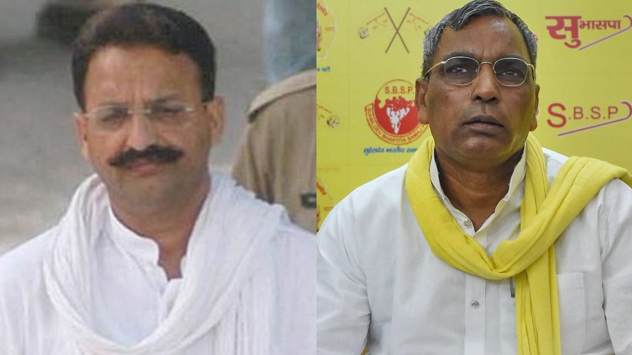 Jailed BSP MLA Mukhtar Ansari (L) and SBSP chief Om Prakash Rajbhar. Credit: PTI File Photos