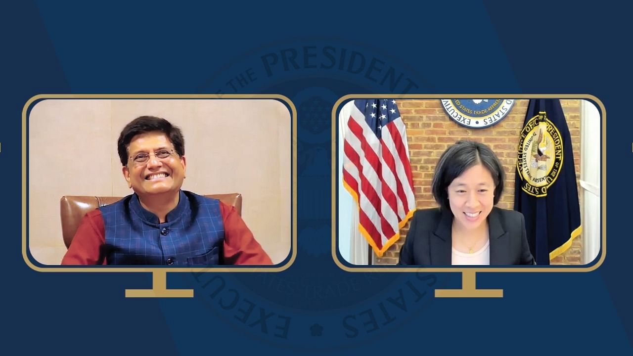 US Trade Representative Katherine Tai and Union Commerce and Industry Minister Piyush Goyal. Credit: Twitter/@AmbassadorTai
